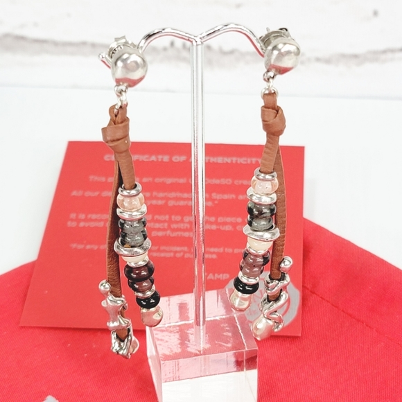 2016 Uno de 50 "Liana" Beaded Leather Pierced Earrings PEN0495 - Picture 10 of 12